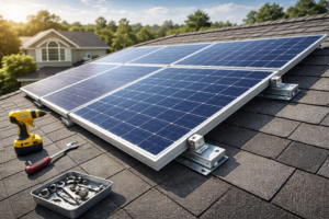 Aluminium end clamps used in residential rooftop solar panel installation